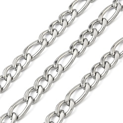 Нержавеющая Сталь Цвет 304 из нержавеющей стали Figaro цепи, несварные, цвет нержавеющей стали, 10x7x2 мм, 2 м / шт
