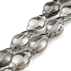 Black Electroplate Transparent Glass Beads Strands, Pearl Luster Plated, Lantern, Black, 12.5x9x5.5mm, Hole: 1mm, about 50pcs/strand, 25.43 inch(64.6cm)