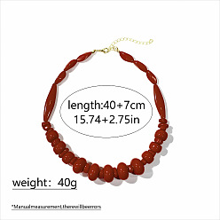 Темно-Красный Женские ожерелья из бисера-рондель из смолы, золотые, темно-красный, 15.75 дюйм (40 см)