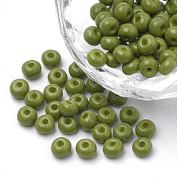 Светло-зеленый Коричневый Fgb 6/0 краска для выпечки стеклянный бисер, круглые, оливковый, 4~4.5x3 мм, отверстие : 1~1.2 мм, около 4500 шт / упаковка, о 450 г / мешок