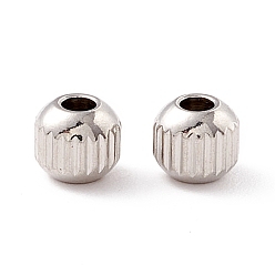 Нержавеющая Сталь Цвет Не тускнеет 201 бусины из нержавеющей стали, круглые, цвет нержавеющей стали, 4x3.5 мм, отверстие : 1.5 мм