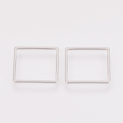 Stainless Steel Color 201 Stainless Steel Linking Ring, Square, Stainless Steel Color, 16x16x0.8mm