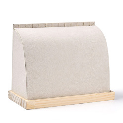 Желтая Старая Ткань  Деревянная крышка с бархатными подставками для ювелирных изделий, для ожерелья, хранение браслетов, форма арки, старое кружево, 8.9x20.7x15.5~15.6 см