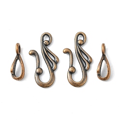 Red Copper Tibetan Style Hook Clasps, Lead Free, Cadmium Free and Nickel Free, Red Copper Color, Toggle: 12mm wide, 25mm long, Bar: 16mm long, hole: 3mm