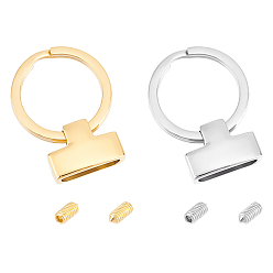 Mixed Color 2Sets 2 Colors Stainless Steel Key Fob Hardware with Key Split Rings Holder, for DIY Keychain Making, Mixed Color, Fitt for 0.59 inch(15mm) Fabric Webbing & Leather Strap, Ring: 25x2.5mm, Inside Slot: 15x4mm, 1set/color