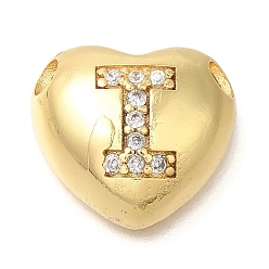 Letter I Стойка металлическая латунная микропрофилированная кубическая циркония подвески, без кадмия и без свинца, сердце с подвесками в виде буквы az, реальный 18 k позолоченный, Буква "i", 14.5x16x6 мм, отверстие : 3 мм