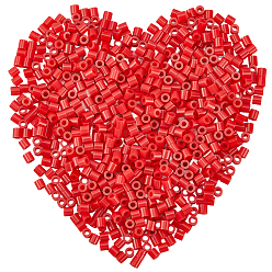 Red 2000Pcs PE DIY Melty Beads Fuse Beads Refills, Tube, Red, 5x5mm, Hole: 3mm