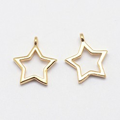 Real 18K Gold Plated Star Grade AAA Brass Charms, Cadmium Free & Nickel Free & Lead Free, Real 18K Gold Plated, 12x10x1.5mm, Hole: 1mm