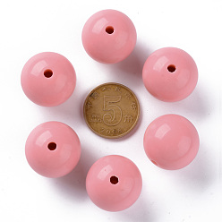 Salmon Opaque Acrylic Beads, Round, Salmon, 20x19mm, Hole: 3mm, about 111pcs/500g