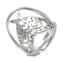 Нержавеющая Сталь Цвет Не тускнеет 304 нержавеющая сталь, регулируемые кольца от моли, полое кольцо на палец для мужчин и женщин, цвет нержавеющей стали, внутренний диаметр: 18 мм