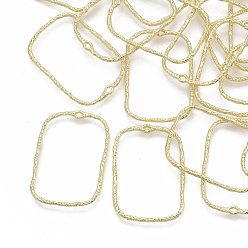 Light Gold Подвесные подвески из сплава, для diy уф смолы, эпоксидная смола, Прессованные цветочные украшения, прямоугольные, золотой свет, 33x23.5x1.5 мм, отверстие : 1.2 мм