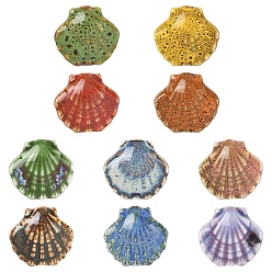 (52) Непрозрачная лаванда Фарфоровые бусины ручной работы, фантазии античного стекла фарфора, формы раковины, разноцветные, 25~27x27~29.5x10.5~12 мм, отверстие : 2 мм