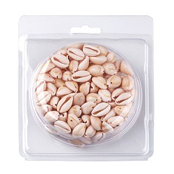 Seashell Color Natural Cowrie Shell Beads, Oval, Seashell Color, 10~18x9~12x3~8mm, Hole: 1~2mm, about 120~150pcs/box
