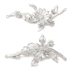 Платинированный Подвески из латуни, ссылки подсолнечника, без кадмия, без никеля и без свинца, для изготовления свадебных головных уборов, Реальная платина, 32x53x6 мм, отверстие : 1.2 мм