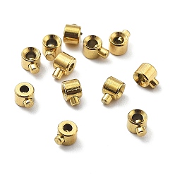 Golden Ion Plating(IP) 304 Stainless Steel Crimp Beads, Loose Spacer Beads, Rondelle, Golden, 3.5~4.2x3x2.5mm, Hole: 0.7mm