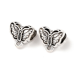 Античное Серебро Тибетский стиль сплава кулон поручительств, бабочка, античное серебро, 11x12x7.5 мм, отверстие : 1.6 мм
