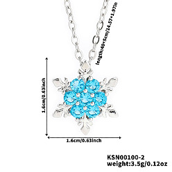 Синий Элегантные латунные ожерелья с подвесками в виде снежинок из кубического циркония, идеально подходит для подарков на Рождество и День святого Валентина, платина, синие, 15.75 дюйм (40 см)