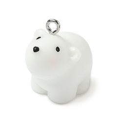 Медведь Подвески из смолы серии животных, с платиновыми железными петлями, медведь, 22.5x14x22.5 мм, отверстие : 2 мм