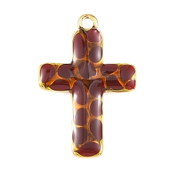 Красный 304 нержавеющей стальной эмали подвески, крест прелести, вакуумное покрытие pvd, реальный 18 k позолоченный, красные, 28x19x3.5 мм, отверстие : 1.8 мм