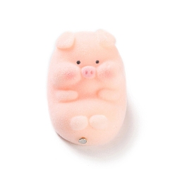 Персиковый Слойка Милые подвески из флокированной смолы, подвески в виде свиньи с платиновыми железными петлями, розовые, 38x24.5x24.5 мм, отверстие : 2.5x3.5 мм