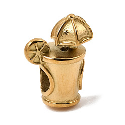 Real 18K Gold Plated 304 Stainless Steel European Beads, Large Hole Beads, Drink with Umbrella, Real 18K Gold Plated, 18.5x14.5x9.5mm, Hole: 5mm