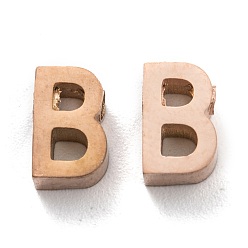 Letter B Ионное покрытие (ip) 304 брелоки из нержавеющей стали, алфавит, розовое золото , letter.b, 8x5x3 мм, отверстие : 1.8 мм