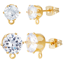 Прозрачный 12 пары 2 стильные серьги-гвоздики в форме бриллианта из латуни с кубическим цирконием, с горизонтальными петлями и 316 штифтом из хирургической нержавеющей стали, с ушными гайками 24 шт., реальный 18 k позолоченный, 8~10x6~8x5.5~6 мм, отверстие : 1 мм, штифты : 0.7 мм, 6 пара / стиль