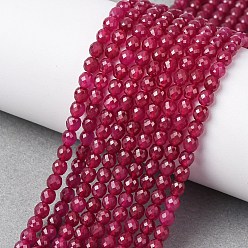 Red Corundum Нити бусин из красного корунда, выращенного в лаборатории, круглые, граненые, 4~4.5 мм, отверстие : 0.5 мм, около 91 шт / нитка, 15.43'' (39.2 см)