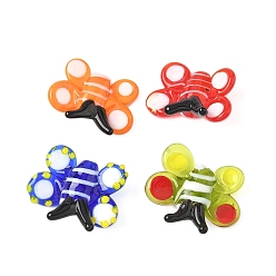 (52) Непрозрачная лаванда Бусины лэмпворк , бабочка, разноцветные, 18~19.5x23~24.5x6~7 мм, отверстие : 1.3 мм