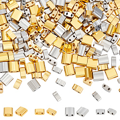 (52) Непрозрачная лаванда 180 шт. 4 стили 2 стеклянный бисер с отверстием, прямоугольные, разноцветные, 4.5~5.5x2x2~2.5 мм, отверстие : 0.5~0.8 мм