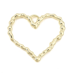 Golden Alloy Pendants, Hammered Heart Charms, Rack Plating, Cadmium Free & Nickel Free & Lead Free, Golden, 35x40x3mm, Hole: 4.5x3.5mm