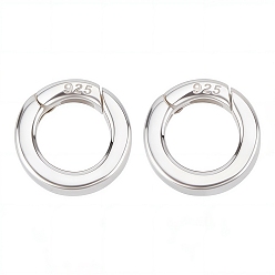 Silver 2Pcs 925 Sterling Silver Spring Gate Rings with 925 Stamp, Silver, 9 Gauge, 10x3mm, Hole: 6mm