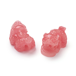 Светло-Коралловый Стеклянные бусы, имитация нефрита, окрашенные, изогнутые, Pi Xiu, свет коралловый, 9.5x17.5x10.5 мм, отверстие : 1.5 мм