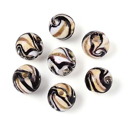 Античный Белый Бусины ручной работы бусины золотого песка, круглые, старинный белый, 10 мм, отверстие : 1.4 мм, около 50 шт / нитка