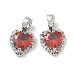 Платина Подвески из латуни с микропаве из циркония, сердце прелести, без кадмия, без никеля и без свинца, платина, 11.5x9.5x4.5 мм, отверстие : 4x3 мм