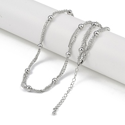 Платина Латунные шариковые звенья цепи ожерелья для женщин, долговечный, без свинца и без кадмия, платина, 18.11x0.20 дюйм (46x0.5 см)