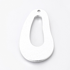 Silver Eco-Friendly Aluminium Pendants, Laser Cut Pendants, teardrop, Silver, 64x35x2~2.5mm, Hole: 3mm