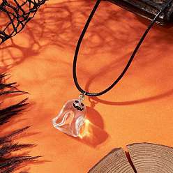 Прозрачный Подвеска-призрак из смолы на Хэллоуин, ожерелья из черного воска для женщин, платина, прозрачные, 17.76 дюйм (45.1 см)