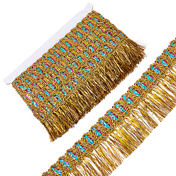 Золотистый Отделка из полиэстера, лента с кисточками, аксессуары для одежды, золотые, 2-1/2 дюйм (63 мм)