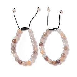 Другие Кварцы 8Мм круглые браслеты из плетеных бусин из натурального фиолетового кварца, регулируемые браслеты из нейлонового шнура для женщин и мужчин, внутренний диаметр: 1-7/8~2-7/8 дюйм (4.9~7.3 см)