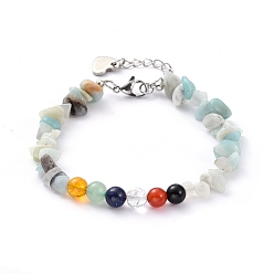 Flower Amazonite Браслеты с бусинами из амазонита с натуральными цветами, с круглыми бусинами из натуральных драгоценных камней и 304 застежками-клешнями из нержавеющей стали, 8-7/8 дюйм (22.5 см)