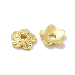 Золотой Сплав шарик крышки, долговечный, без свинца и без кадмия, цветок, реальный 14 k позолоченный, 6x1.5 мм, отверстие : 1.4 мм