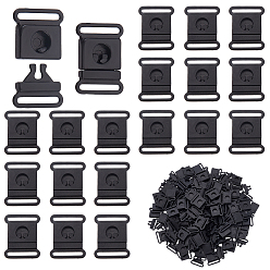 Черный Пластиковые пряжки, запасная часть застежки, чёрные, 23x18x3.5 мм, отверстие : 15x1.8 мм, 160 шт / комплект