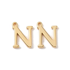 Letter N Латунные подвески, реальный 18 k позолоченный, Письмо N, 9.5x7.5x1.3 мм, отверстие : 0.8 мм