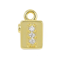 Золотой Латунные микропаве прозрачные подвески с фианитом, без кадмия, без никеля и без свинца, долговечный, треугольник прелести, золотые, 10.5x6.5x5.5 мм, отверстие : 1.5 мм