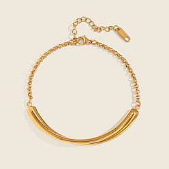 Настоящее золото 18K Европейские 304 браслеты из нержавеющей стали, браслет-цепочка Rolo для женщин, реальный 18 k позолоченный, внутренний диаметр: 2-5/8 дюйм (6.73 см)