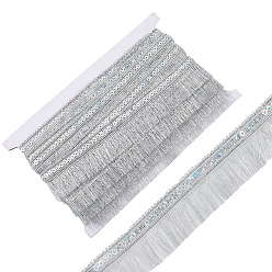 Светло-серый Кружевная отделка с пайетками и кисточками, лента из металлической пряжи, аксессуары для одежды, светло-серый, 1-3/8 дюйм (35 мм)