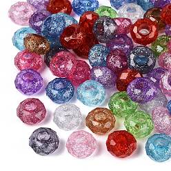 (52) Непрозрачная лаванда Прозрачного акрилового Европейский бисером, рондель, большое отверстие шарик, с блеском порошок, граненые, разноцветные, 13.5x8 мм, отверстие : 5.5 мм, Около 657 шт / 500 г