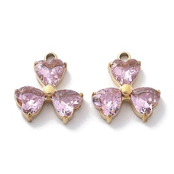 Настоящее золото 18K Вакуумное покрытие pvd 304 подвески из нержавеющей стали со стразами, цветок, реальный 18 k позолоченный, 13x12x3.5 мм, отверстие : 1.5 мм