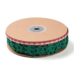 Зеленый Рождественский пряничный человечек из фетра с кружевной отделкой, украшение в виде звезды из полиэстера, для украшения рождественской вечеринки, зелёные, 1 дюйм (25 мм), около 10.94 ярдов (10 м) / рулон